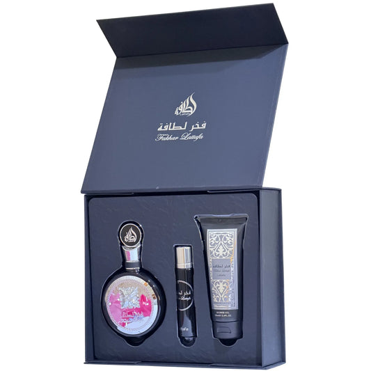 Gift Set – Fakhar Lattafa Man 100ml + 12ml + Shower Gel